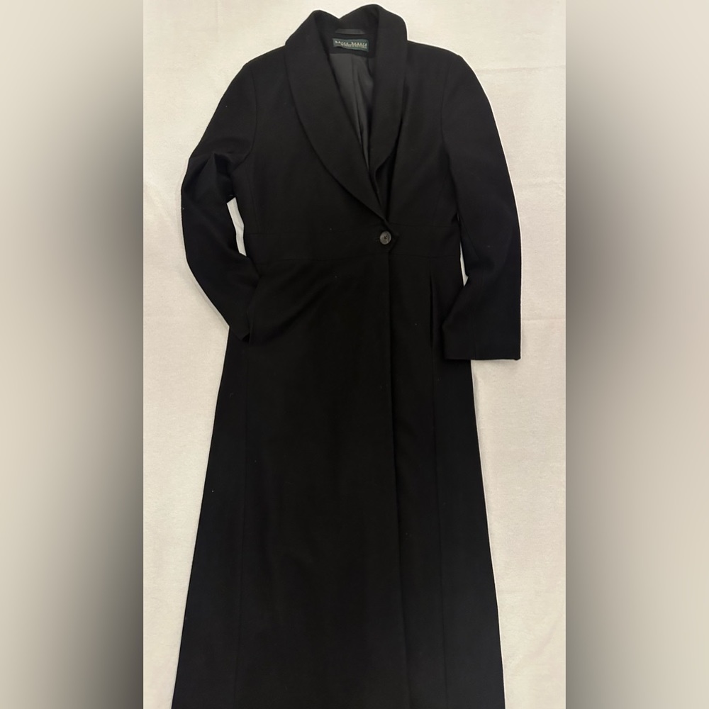 Floor length lined black winter coat